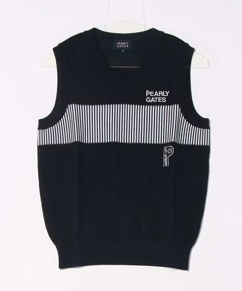 セール】【PEARLY GATES】ストライプ Vネックニットベスト