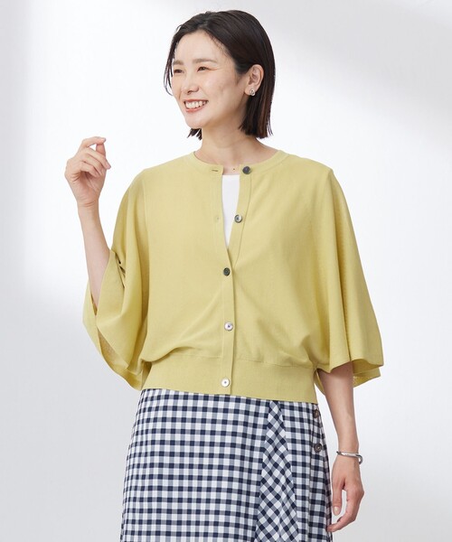 J.PRESS(ジェイプレス)の「【洗える・抗菌防臭】COTTON ACETATE DRY バタフライスリーブ カーディガン(カーディガン/ボレロ・レディース・ライトグレー系/ネイビー系/イエロー系・T13)」の3枚目の写真