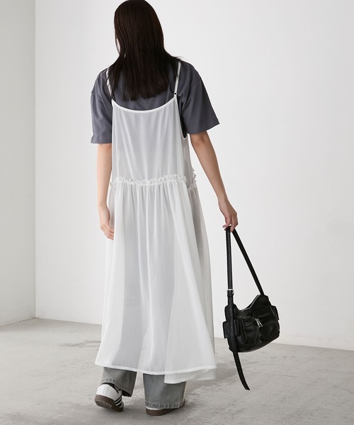 forksy.（フォルクシー）の「【forksy.】フリルメロー切替デザイン シアーキャミワンピース（ワンピース・レディース・ブラック/グレイッシュブルー/オフホワイト・FREE）」の12枚目の写真