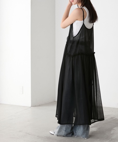 forksy.（フォルクシー）の「【forksy.】フリルメロー切替デザイン シアーキャミワンピース（ワンピース・レディース・ブラック/グレイッシュブルー/オフホワイト・FREE）」の21枚目の写真