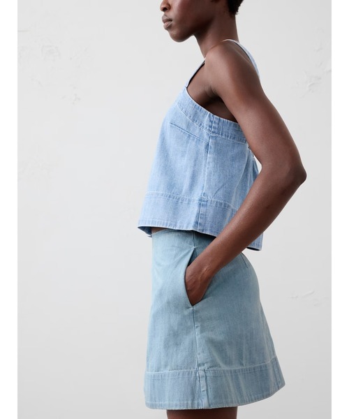 BANANA REPUBLIC FACTORY STORE（バナナリパブリック ファクトリーストア）の「BANANA REPUBLIC FACTORY STORE　　デニム トップステッチ ミニスカート（デニムスカート・レディース・ライトインディゴブルー・2/4/0/6/8）」の2枚目の写真
