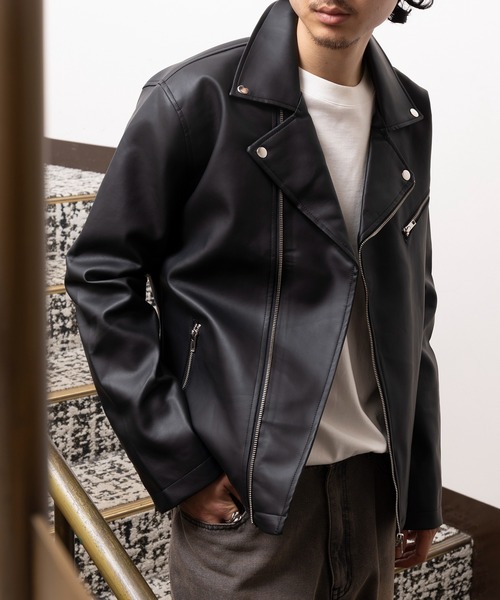00’s 古着 ボリュームスタンドカラー リアルレザー ライダース ジャケット Y'2 LEATHER ワイツーレザー ライダースジャケット PR-64