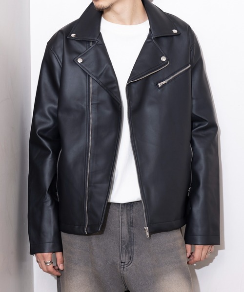 セール】【MAGASIN DE MODE Brew】PUレザー ダブルライダース STS