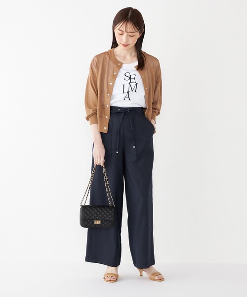 SHIPS Colors（シップス カラーズ）の「SHIPS Colors:〈手洗い可能〉シアー ニット ブルゾン◇（カーディガン/ボレロ・レディース・ベージュ/ブラック・ONE SIZE）」の19枚目の写真