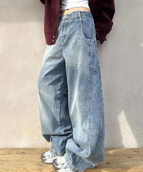 CANVAS+(キャンバスプラス)の「【CANVAS+】バレルーズデニムパンツ(デニムパンツ・レディース・サックスブルー・S/M/L)」の9枚目の写真