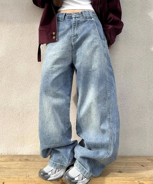 CANVAS+(キャンバスプラス)の「【CANVAS+】バレルーズデニムパンツ(デニムパンツ・レディース・サックスブルー・S/M/L)」の7枚目の写真