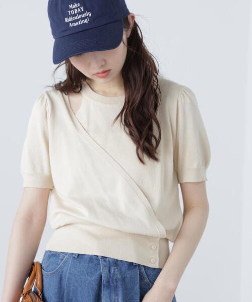FREE'S MART(フリーズマート)の「キャミレイヤードカシュクール半袖ニット(ニット/セーター・レディース・ブラック/グレー/イエロー/ホワイト・FREE)」の21枚目の写真