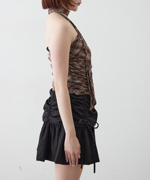 mline（エムライン）の「[mline]チェックバンドゥ チョーカーブラウス（Tシャツ/カットソー・レディース・ブラック/ブラウン・FREE）」の9枚目の写真