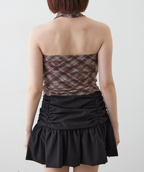 mline（エムライン）の「[mline]チェックバンドゥ チョーカーブラウス（Tシャツ/カットソー・レディース・ブラック/ブラウン・FREE）」の8枚目の写真