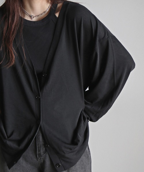 COURO(コウロ)の「ルーズシルエット梨地シアーカーディガン(カーディガン/ボレロ・レディース・イエロー/オフホワイト/ブラック/ライトブルー・M)」の8枚目の写真