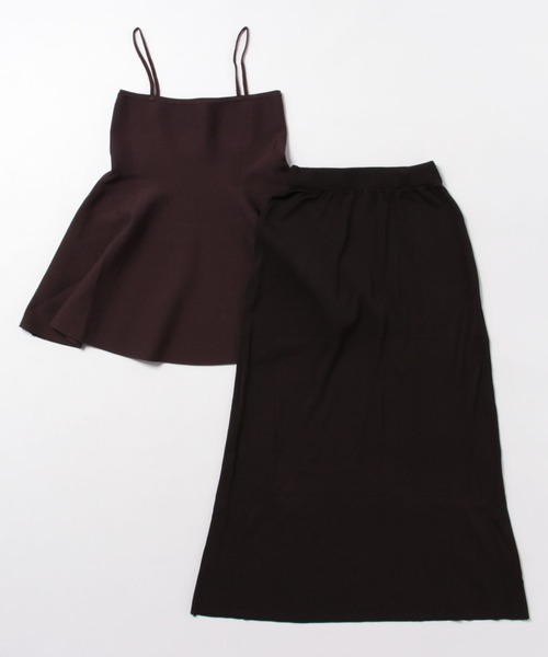 LAULEN(ローレン)の「flare peplum camisole skirt setup /フレア ペプラム キャミソール スカートセットアップ(セットアップ・レディース・ブラウン/ブラック・FREE)」の3枚目の写真