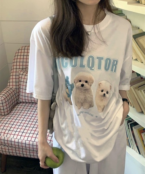 WESTSEA(ウエストシー)の「犬 アニマル フォトプリント 半袖Tシャツ(Tシャツ/カットソー・レディース・グレー/ホワイト・M/L)」の7枚目の写真