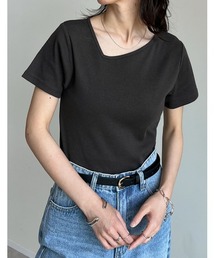 スムースカットソーアシンメトリーネックトップス