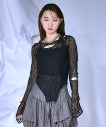 Ezick | Cut out piping レースプルオーバー(Tシャツ/カットソー)