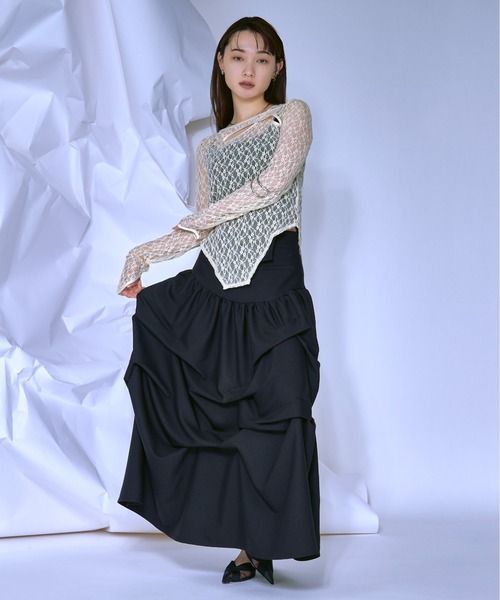 Ezick（エジック）の「Cut out piping レースプルオーバー（Tシャツ