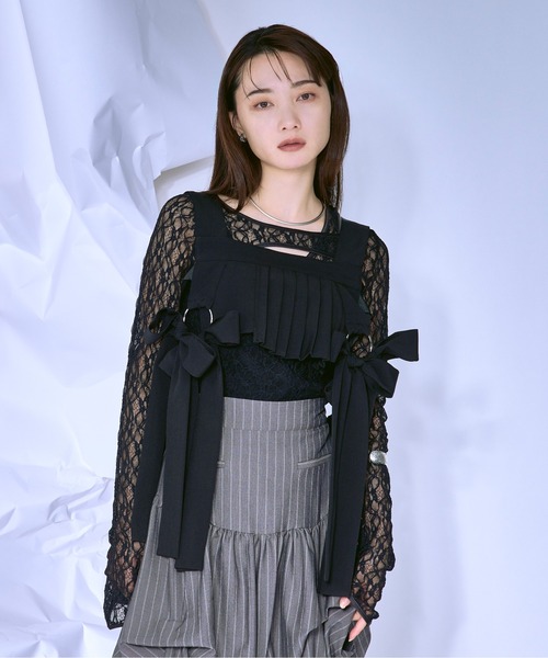 セール】Cut out piping レースプルオーバー（Tシャツ