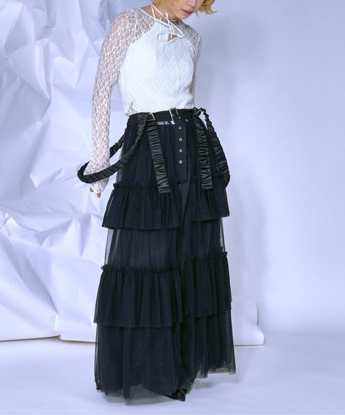 セール】Cut out piping レースプルオーバー（Tシャツ