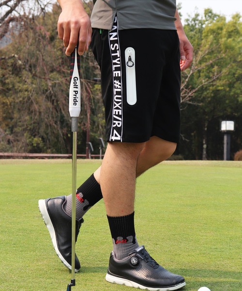 renoma GOLF ブラック ポロシャツ ショートパンツ セット ロゴジオメトリック柄 ショートパンツ (MENS) | new balance