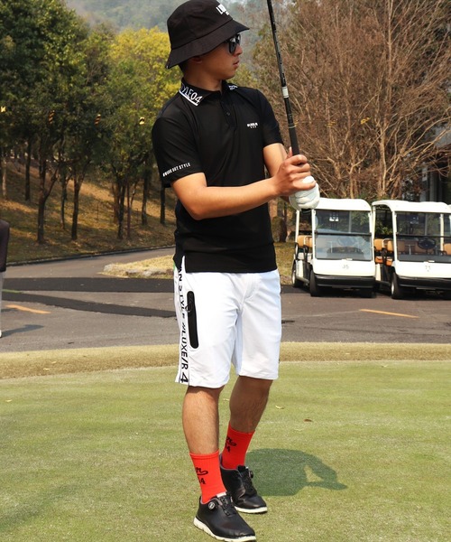 LUXE/R GOLF(ラグジュ ゴルフ)の「(RM)【LUXE/R GOLF】COOL & DRY ストレッチ スムース サイド ロゴ ジャガード ショートパンツ(スウェットパンツ・メンズ・ベージュ/ネイビー/オフホワイト/チャコールグレー/ブラック・M/L/XL)」の18枚目の写真
