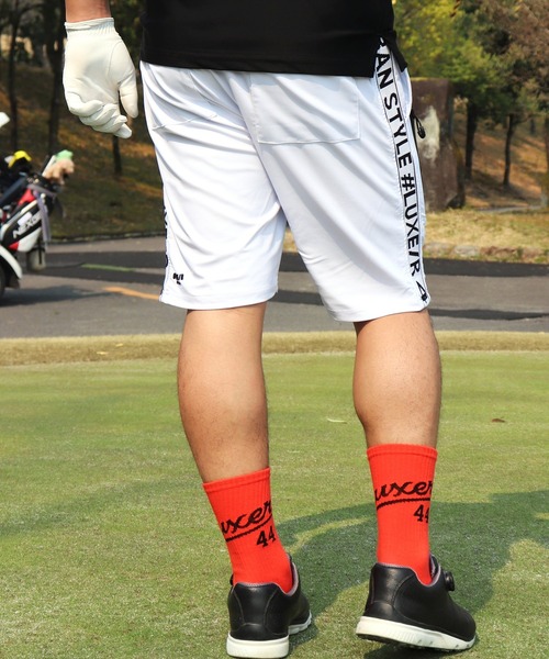 LUXE/R GOLF(ラグジュ ゴルフ)の「(RM)【LUXE/R GOLF】COOL & DRY ストレッチ スムース サイド ロゴ ジャガード ショートパンツ(スウェットパンツ・メンズ・ベージュ/ネイビー/オフホワイト/チャコールグレー/ブラック・M/L/XL)」の22枚目の写真