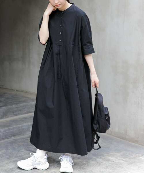 FORK&SPOON（フォークアンドスプーン）の「FORK&SPOON　ワイドレンジシャツワンピース（ワンピース・レディース・ブルー系その他/グリーン系その他/ブラック・1/2）」の2枚目の写真