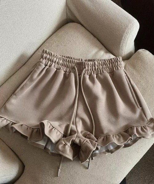 ampm（エーエムピーエム）の「※フリルスウェットショートパンツ（スウェットパンツ・レディース・ブラウン/ブラック/グレー・M/L）」の3枚目の写真