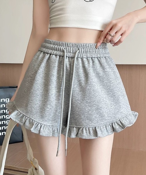 ampm（エーエムピーエム）の「※フリルスウェットショートパンツ（スウェットパンツ・レディース・ブラウン/ブラック/グレー・M/L）」の2枚目の写真