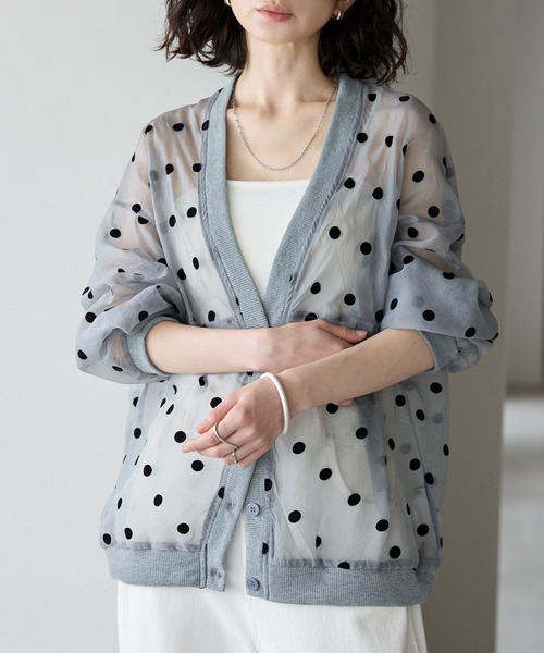 セール】フロッキードットシアーカーディガン（カーディガン/ボレロ