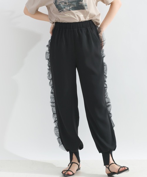 PICCIN（ピッチン）の「サイドフリルジョガーパンツ（その他パンツ・レディース・ブラック/オフホワイト・M）」の10枚目の写真