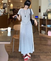 レディースのセットアップ（グレー/灰色系・リボン