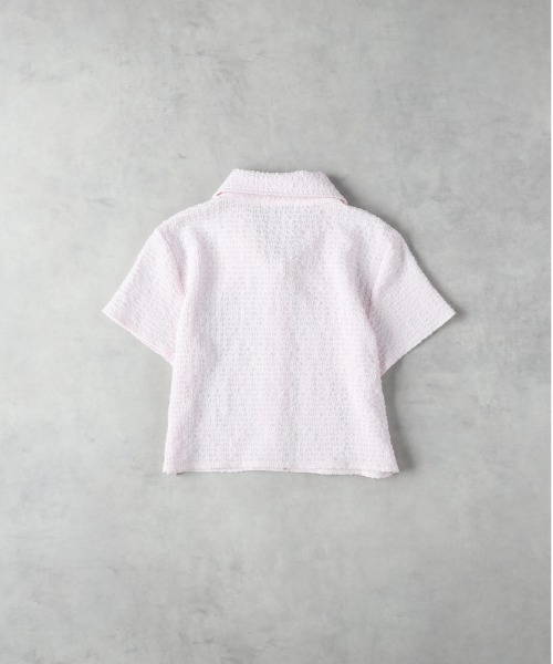 Right-on（ライトオン）の「【VIVIAN BLUE】ふくれジャガードシャツ（シャツ/ブラウス・キッズ・ピンク/ホワイト・140/150/160/130）」の5枚目の写真