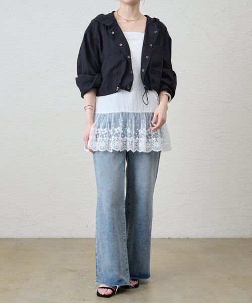 SHENERY（シーナリー）の「《軽量アウター》ショートフードブルゾン（ブルゾン・レディース・オフホワイト/ライトグレー/ブラック・FREE）」の20枚目の写真