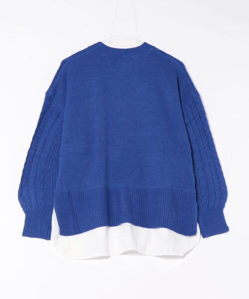 INTERPLANET（インタープラネット）の「ケーブル柄裾異素材ドッキングクルーネックプルオーバー（ニット/セーター・レディース・グレー/ブラック/レッド/ブルー・FREE）」の5枚目の写真