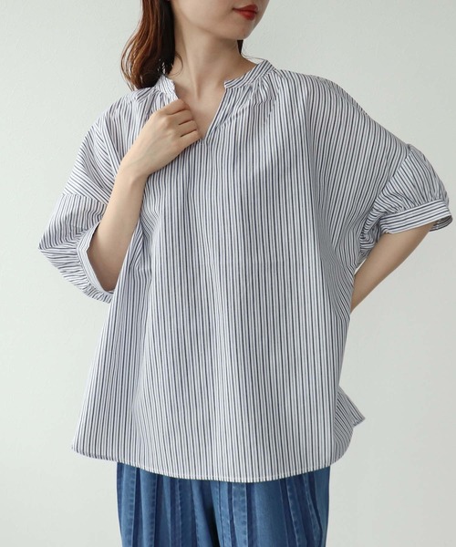 Cepica（セピカ）の「バックギャザーシャツブラウス（シャツ/ブラウス・レディース・ストライプ・FREE）」の2枚目の写真