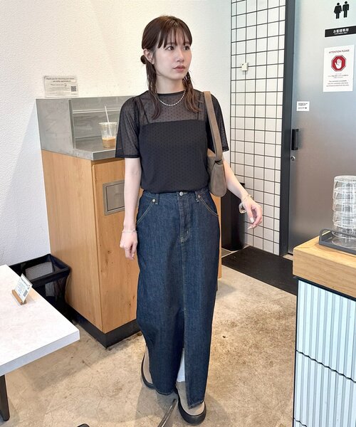 DISCOAT(ディスコート)の「【umm.】ドットチュール半袖プルオーバー(Tシャツ/カットソー・レディース・アイボリー/ブラック・FREE)」の16枚目の写真