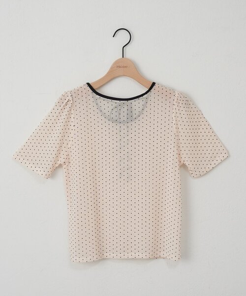 DISCOAT(ディスコート)の「【umm.】ドットチュール半袖プルオーバー(Tシャツ/カットソー・レディース・アイボリー/ブラック・FREE)」の10枚目の写真