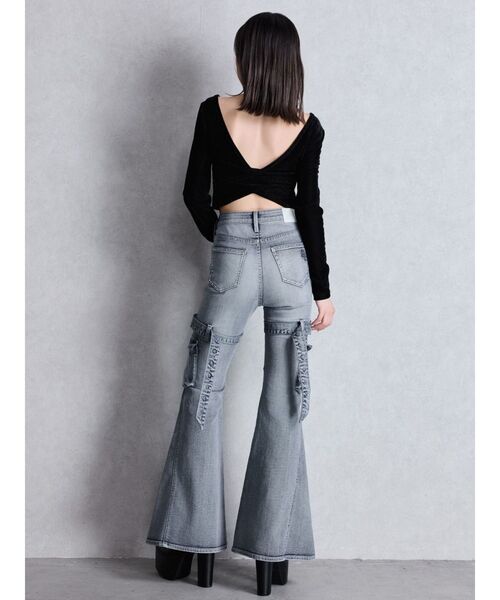 GYDA（ジェイダ）の「VELOUR RIB BACK CROSS トップス（Tシャツ/カットソー・レディース・グレー/ブラック・FREE）」の10枚目の写真