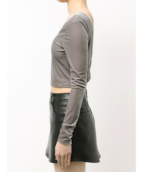 GYDA（ジェイダ）の「VELOUR RIB BACK CROSS トップス（Tシャツ/カットソー・レディース・グレー/ブラック・FREE）」の12枚目の写真
