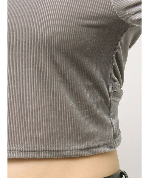GYDA（ジェイダ）の「VELOUR RIB BACK CROSS トップス（Tシャツ/カットソー・レディース・グレー/ブラック・FREE）」の16枚目の写真