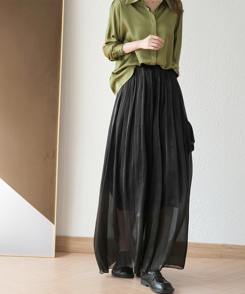 Miniministore（ミニミニストア）の「シアーワイドパンツ 冷感キュロットパンツ（チノパンツ・レディース・ピンク/モスグリーン/ベビーピンク/ブルーグレー/カーキ/ホワイト/ライトグレー/ブラック/ブラウン/アイボリー/ラベンダー/ミント/ピンクベージュ/スモークピンク・FREE）」の4枚目の写真