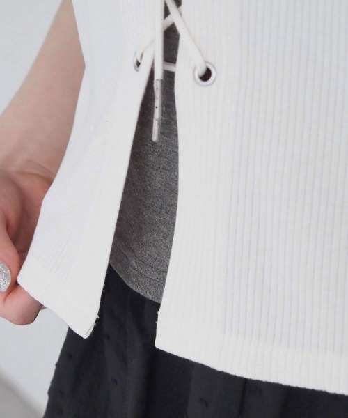 tiptop（ティップトップ）の「レースアップレイヤードプルオーバー（Tシャツ/カットソー・レディース・アイボリー/エンジ/ブラック/チャコールグレー・FREE）」の15枚目の写真