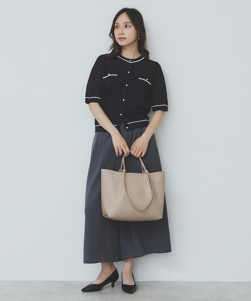 index（インデックス）の「【軽量合皮】ダブルハンドルA4トートバッグ（トートバッグ・レディース・ベージュ系/ブラック/グレー系・00）」の7枚目の写真