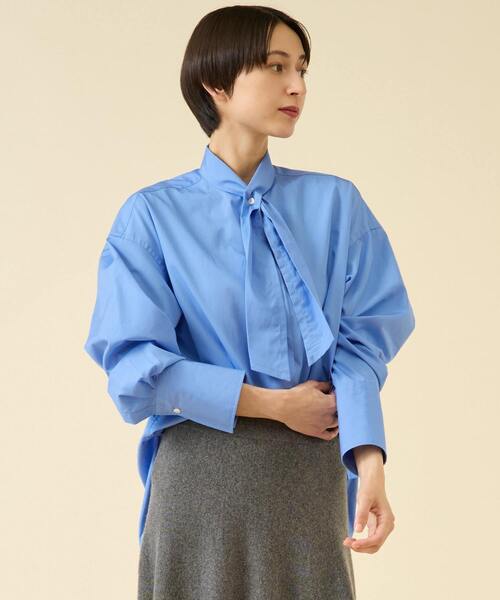 martinique(マルティニーク)の「ESSENTIAL ボウタイブラウス(シャツ/ブラウス・レディース・ホワイト/サックスブルー・FREE)」の2枚目の写真