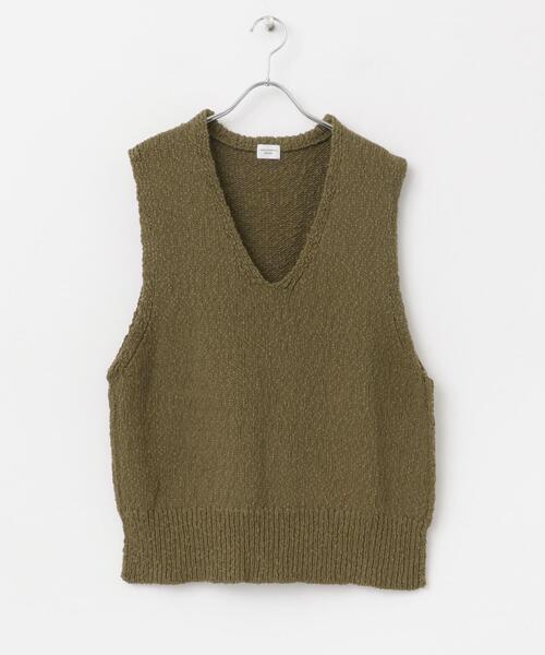 URBAN RESEARCH DOORS(アーバンリサーチドアーズ)の「コットンブークレ深Vベスト(ベスト・レディース・カーキ/ナチュラル・MEDIUM)」の7枚目の写真