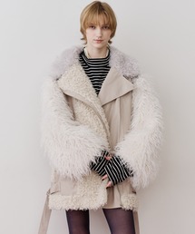 lala未使用★ATELIER BOZ　アトリエボズ　襟ファー　ライダース ce924aa01f79745ef968669b5157df