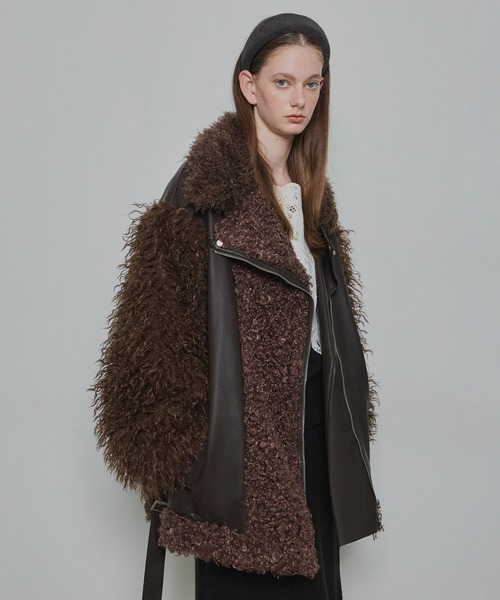 LA BELLE ETUDE 異素材ボリュームファーライダースジャケット 異素材ボリュームファーライダースジャケット – LA BELLE ETUDE