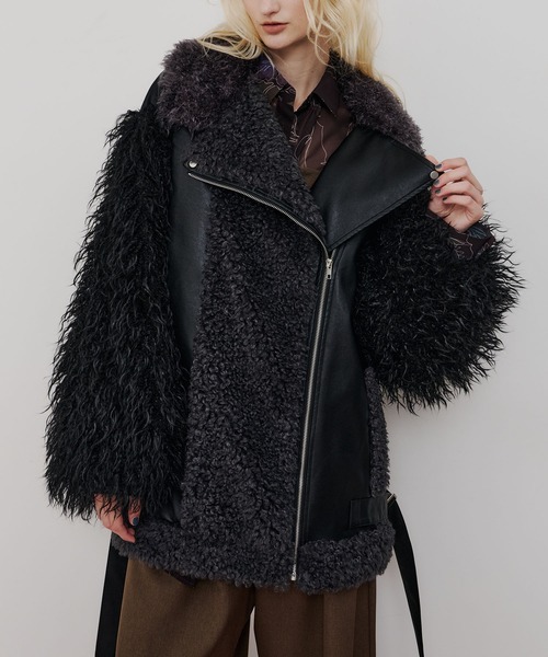 ボリュームファーライダースジャケット 異素材ボリュームファーライダースジャケット – LA BELLE ETUDE