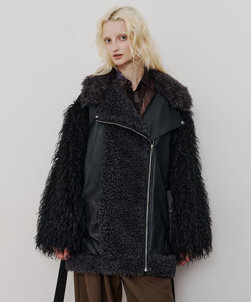 la belle Etude レザーベルトボリュームジャケット Belle vintage】レザーベルトボリュームボアジャケットⅡ