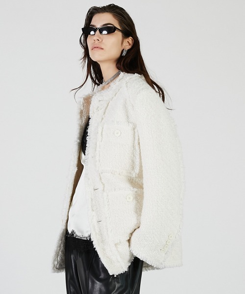 PRANK PROJECT（プランクプロジェクト）の「パディングツイードジャケット / Padded Tweed Jacket（その他アウター・レディース・マルチ/ブラック/ホワイト・FREE）」の12枚目の写真