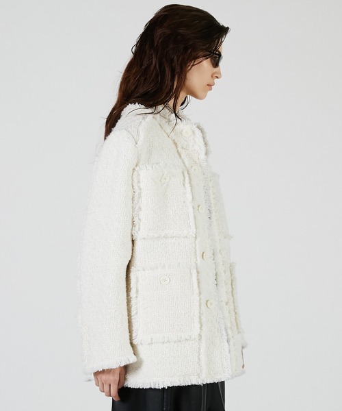 hirahira⭐︎　 2024 オペーク　 ツイードミドルジャケット パディングツイードジャケット / Padded Tweed Jacket（その他アウター